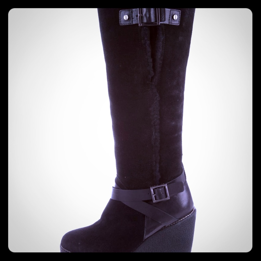 Black suede Tory Burch knee-high boots